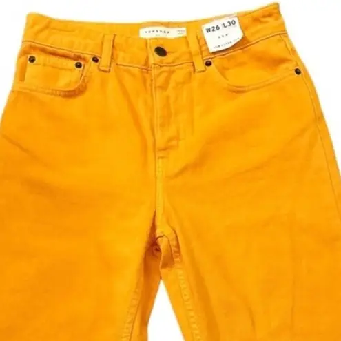 Topshop  Women's Orange Dad Jeans Relaxed Fit High Rise Denim Size 26