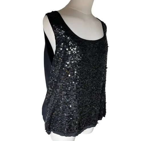 Newport News Jeanology Black Sequin Silk Blend Tank Top Women 3X Party Glam
