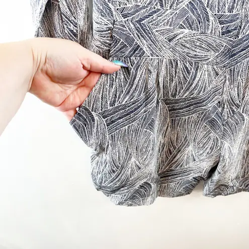 Jenni Kayne Long Sleeve Leaf Printed Silk Shorts Romper One Piece Gray XS