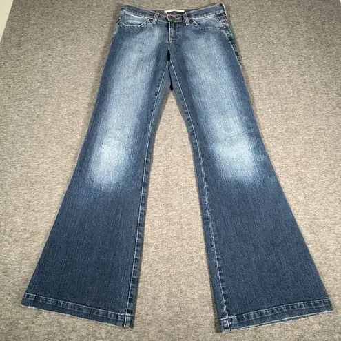 Mavi Chloe Flare Jeans Women's 28x32 Blue Denim Wide Stitch Low Rise Bootcut Size 28