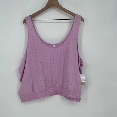 BP. Plus Size 4X Lavender Eyelet Smocked Crop Tank Top Purple