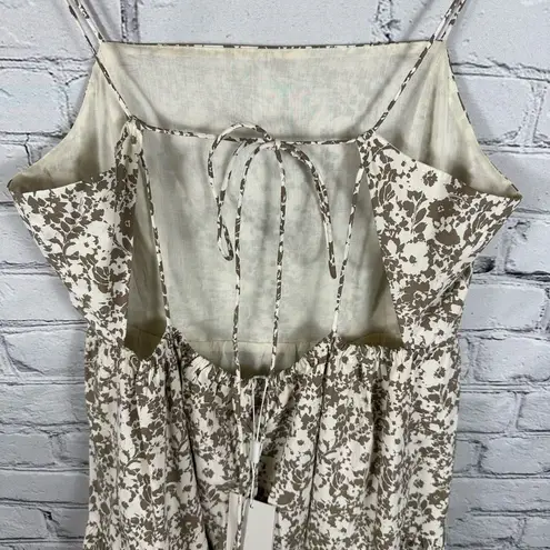 Rails Leni Floral Midi Dress Cafe Adjustable Back Tie Straps Tiered Skirt L NWT