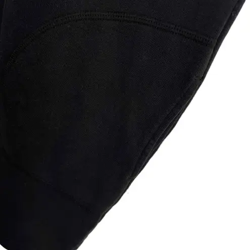 LA Made Black Short Sleeve Crew Neck Sweatshirt Dress With Pockets Knee Length