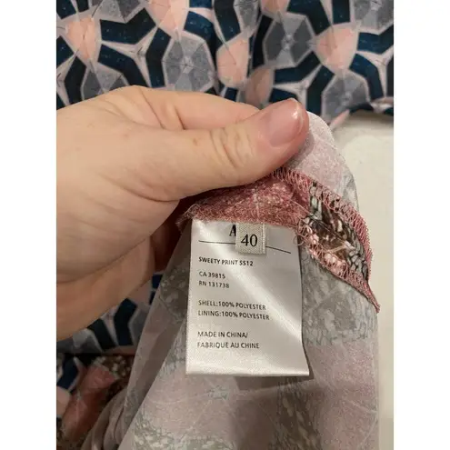 Acne Studios Acne Dress Womens Size 8 Navy Pink Sweety Print Short Sleeve Geometric Shift