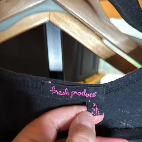 Fresh Produce Black 100% Cotton Short Sleeve High Low Tee Size XL