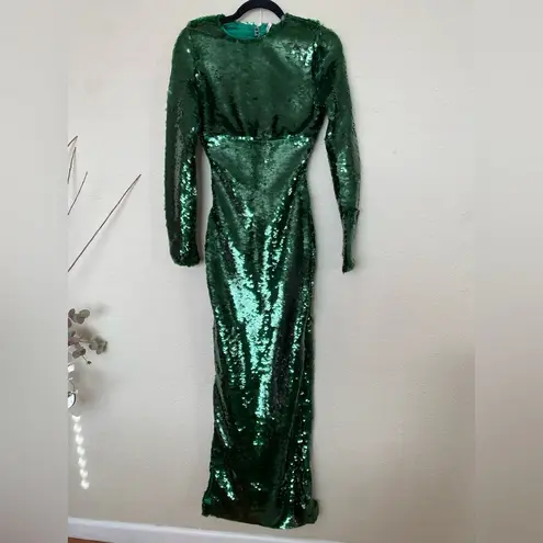 House Of CB  'Belle' Pine Green Sequin Maxi Dress NWOT size XS