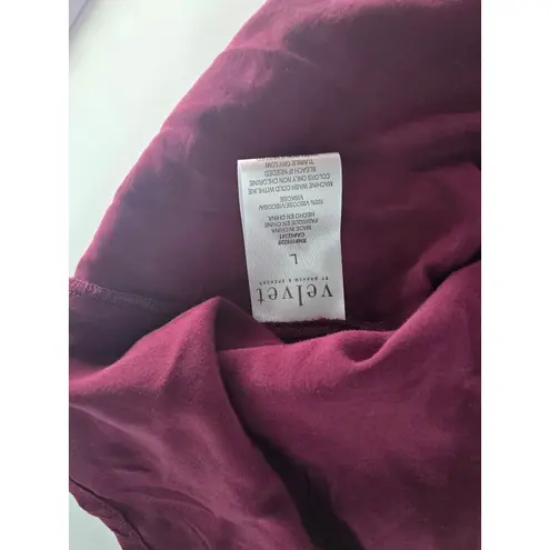 Velvet by Graham & Spencer Burgundy Ruffle Front Long Sleeve Blouse Top Large Purple