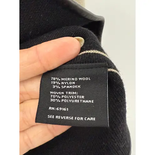 Carlisle Merino Wool Faux Leather Trimmed Jacket Cardigan Women S Quiet Luxury