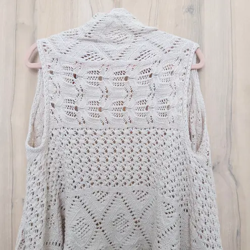 Mossimo Womens Crochet Duster Vest Size XXL Cream Boho Knit Cottage Coastal