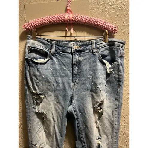 Kancan Distressed Paint Splattered Jeans Woman’s Size 30 Blue