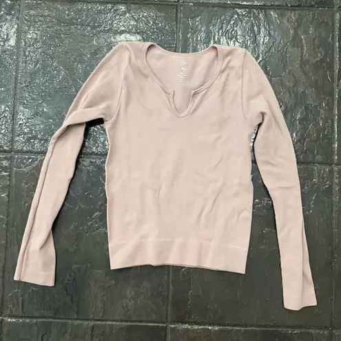 Aura Soft Ribbed Long Sleeve Top in Blush Pink Size Small