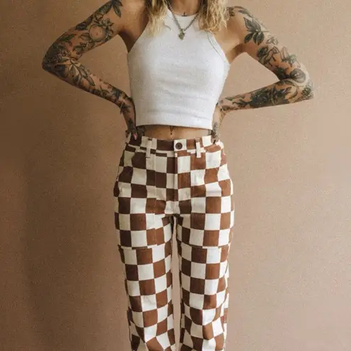 P&Co P& NWT 304 Service Fatigue Checkerboard High Waisted Straight Leg Pants 2 Reg - Image 5