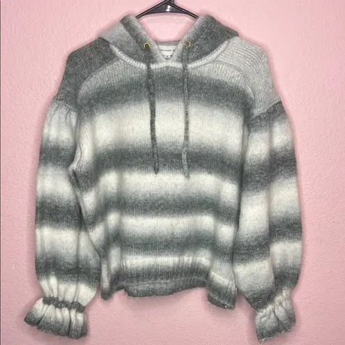Something Navy Ombre Striped Hoodie In White/ Black. Size XS
