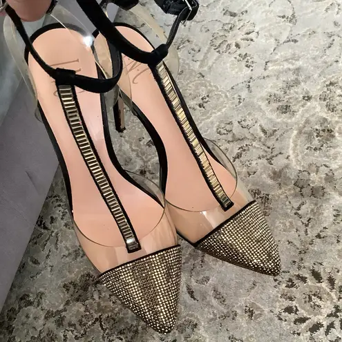 Dressy clear vinyl/sequin pumps🌟🌟🌟 Black Size 7
