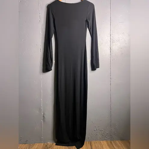 SKIMS SOFT LOUNGE LONG SLEEVE RIBBED DRESS in BLACK . Size Large