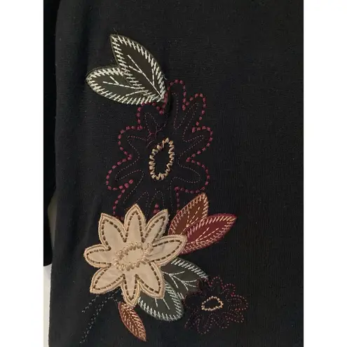 Requirements Cabincore Embroidered Black Sweater M Cottagecore Festival Party Fall Floral
