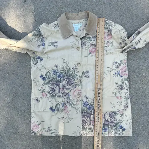 Coldwater Creek Victorian Floral Garden Party Linen Cottagecore Barn Coat LRG