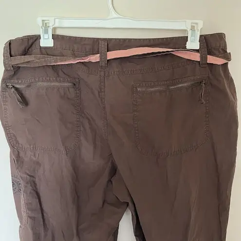 Old Navy Vtg Y2k  Brown Low Rise Authentic Cargo Cropped Womens Sz 20 Drawstring