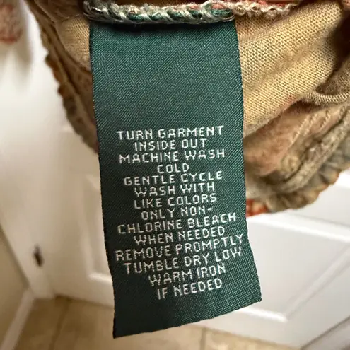 Lauren Jeans Co Ralph Floral Smocked Off Shoulder Long Sleeve Top PM Brown Red Size undefined