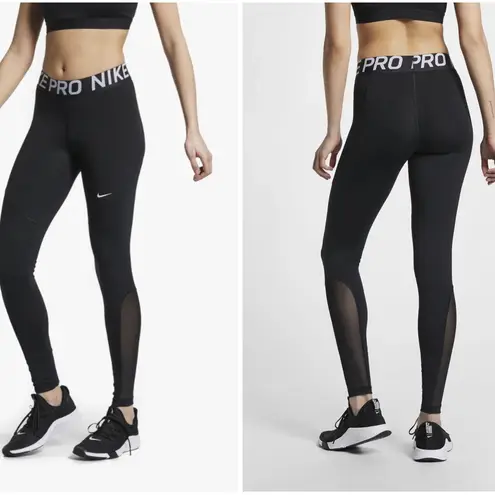 Nike Pro Women's Mesh-Paneled Leggings Size L Black