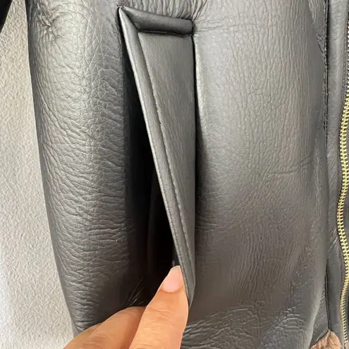 Koolaburra by Ugg Motorcycle Shearling Jacket Womens Large Black Brown Cozy Warm