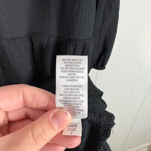 Sandra Darren Black Tiered V-Neck Lightweight Long Sleeve Dress Large L Minimal - Image 5