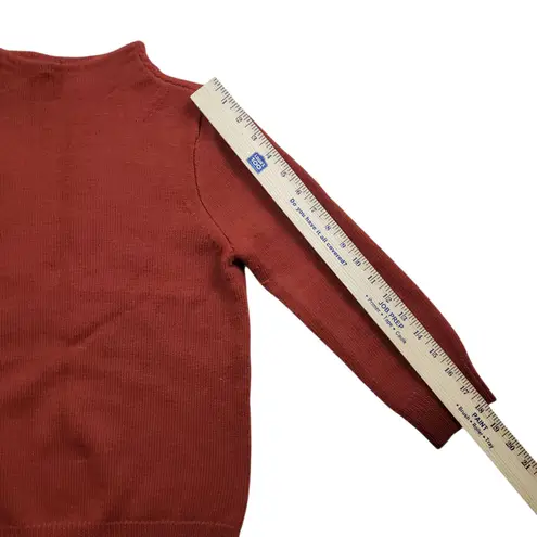 J Crew 100% Wool Knit Sweater Womens XS Orange Mock Neck Preppy