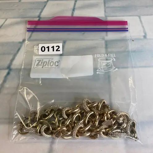 Coldwater Creek 0112 Gold & Pave Crystal Chain Link Necklace, Bracelet, Earrings