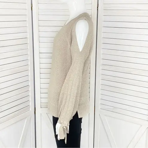 INC International Concepts Metallic Split Sleeve Pullover Sweater Tan Small - Image 3