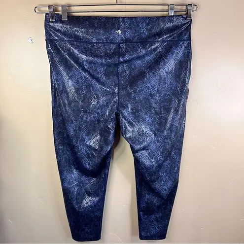 Ideology Womens Metallic Print High Rise Leggings Color Indigo Sea Size 3X Yoga