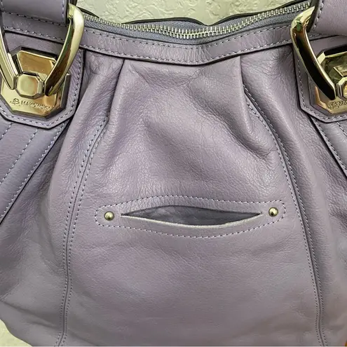 B Makowsky A201693 Periwinkle Pebbled Leather Braided Double Strap Shoulder Bag