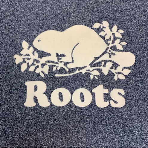 Roots Canada Logo Beaver Marled Blue Short Sleeve Shirt Women Size S
