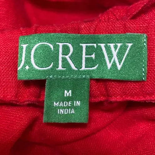 J.Crew 100% Linen Women's Red Sleeveless Cami Square Neck Crop Tank Top Size M Size M