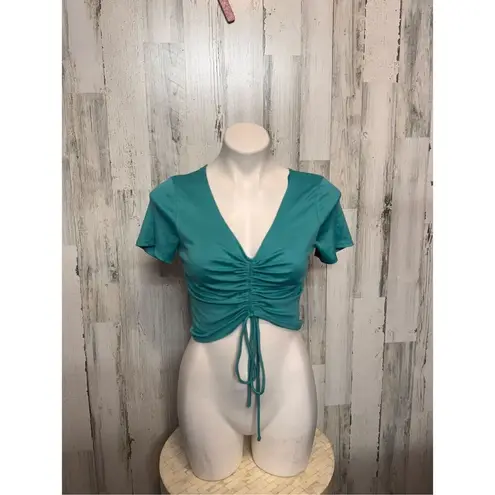 Love j Teal Ruched Front Crop Top – Size M