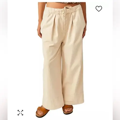 Free People  After Love Roll Cuff Wide Leg Pants drawstring waist buttonfly XS