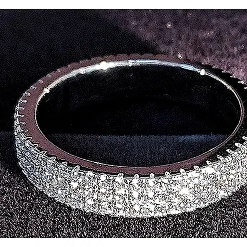 Boutique Sparkly Triple Row Eternity Ring | 14k White Gold Plated Sterling Silver