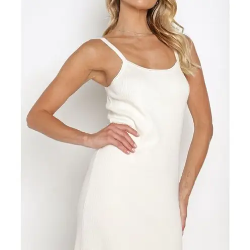 Charlie Holiday ✨ Deliah Ribbed Midi Ivory Sz 4 Dress Cloud✨