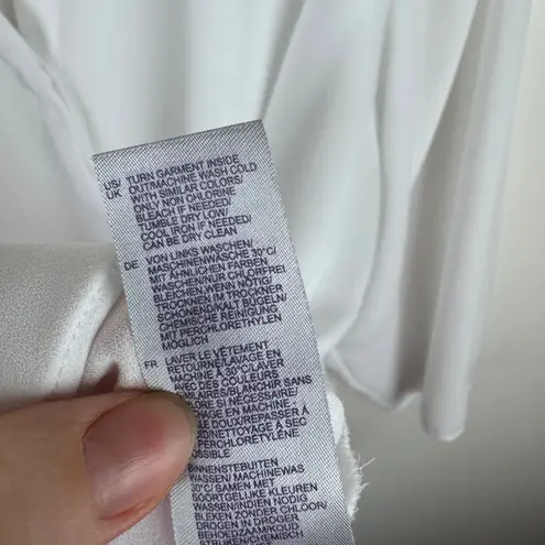 NYDJ Womens White Blouse Size 2X V-Neck 3/4 Sleeve Sheer Neutral Office Casual