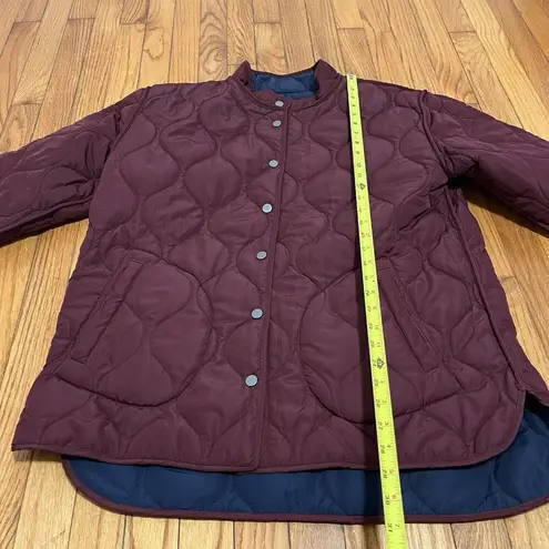 Summersalt The Reversible Eco Quilted Jacket in Navy Blue and Maroon Size XL
