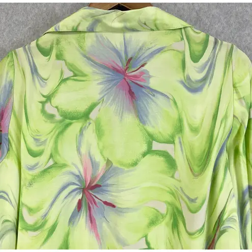 VTG Sea Suns Blouse Top Womens Small Tropical Floral Cottagecore Boho Bratz USA Green