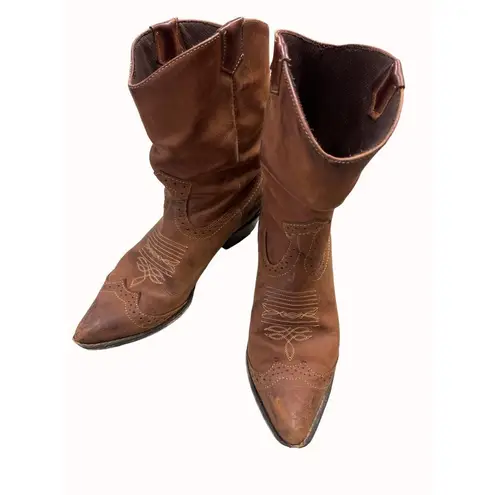Durango women’s brown leather western ankle boots shoes size 8m SKU 5305