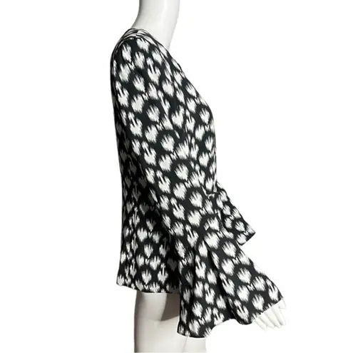 Le Gali Jacket Womens Small Black White Geometric Divya Bell Lightweight Blazer