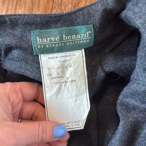 HarvĂ© Benard Harve Benardâ100% wool vintage grey military style dress 4
