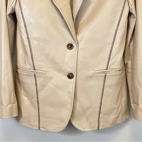 L'Academie Faux Leather Contrast Stitching Oversized Blazer Size XS