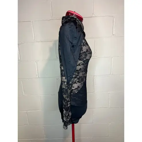 Weissman 7549 Black Viva La Vida Biketard lace Black Gold puff sleeves