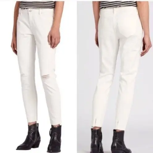 ALLSAINTS Lola Cropped Jeans Women’s Size 27 Slim Fit Ripped Knee Frayed Hem