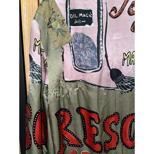 Custo Barcelona Y2K vintage silk Graphic Resort Print Dress Artsy Boho tunic