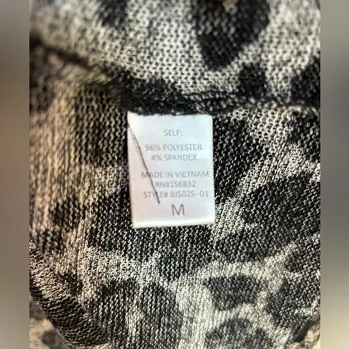 Adora Greige Leopard Animal Print Gauzy Open Front Waterfall Hem Cardigan M Gray Size M