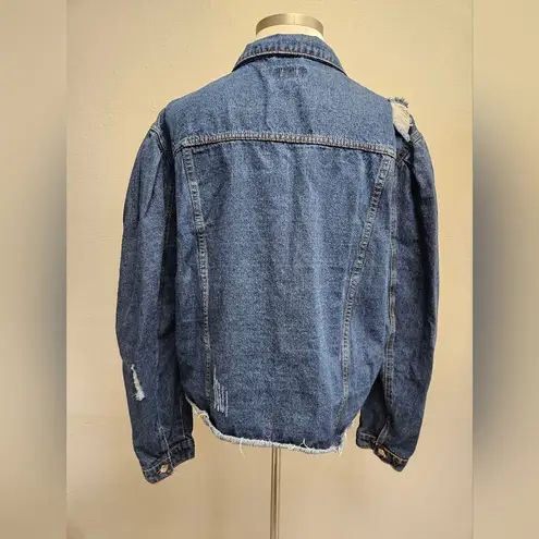 TOUCH ME Bedazzled & DISTRESSED Denim Jacket Blue Size 3X