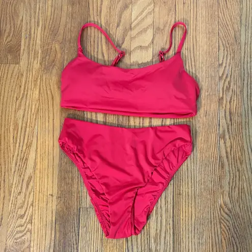 ANDIE  Bikini Set Maui Top 90s High Waisted Bottom Cherry Red size‎ S NWT